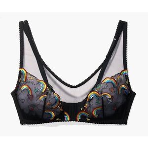 Sheer Black Rainbow Embroidered Bralette